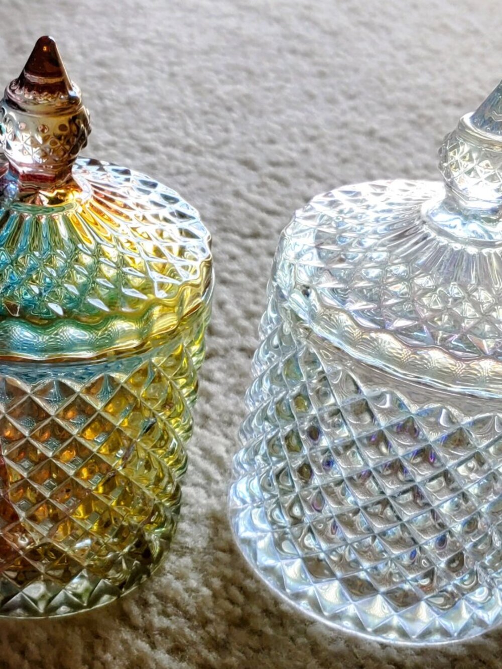 Decorative Crystal Glass Jars w/Lids (Set of 2